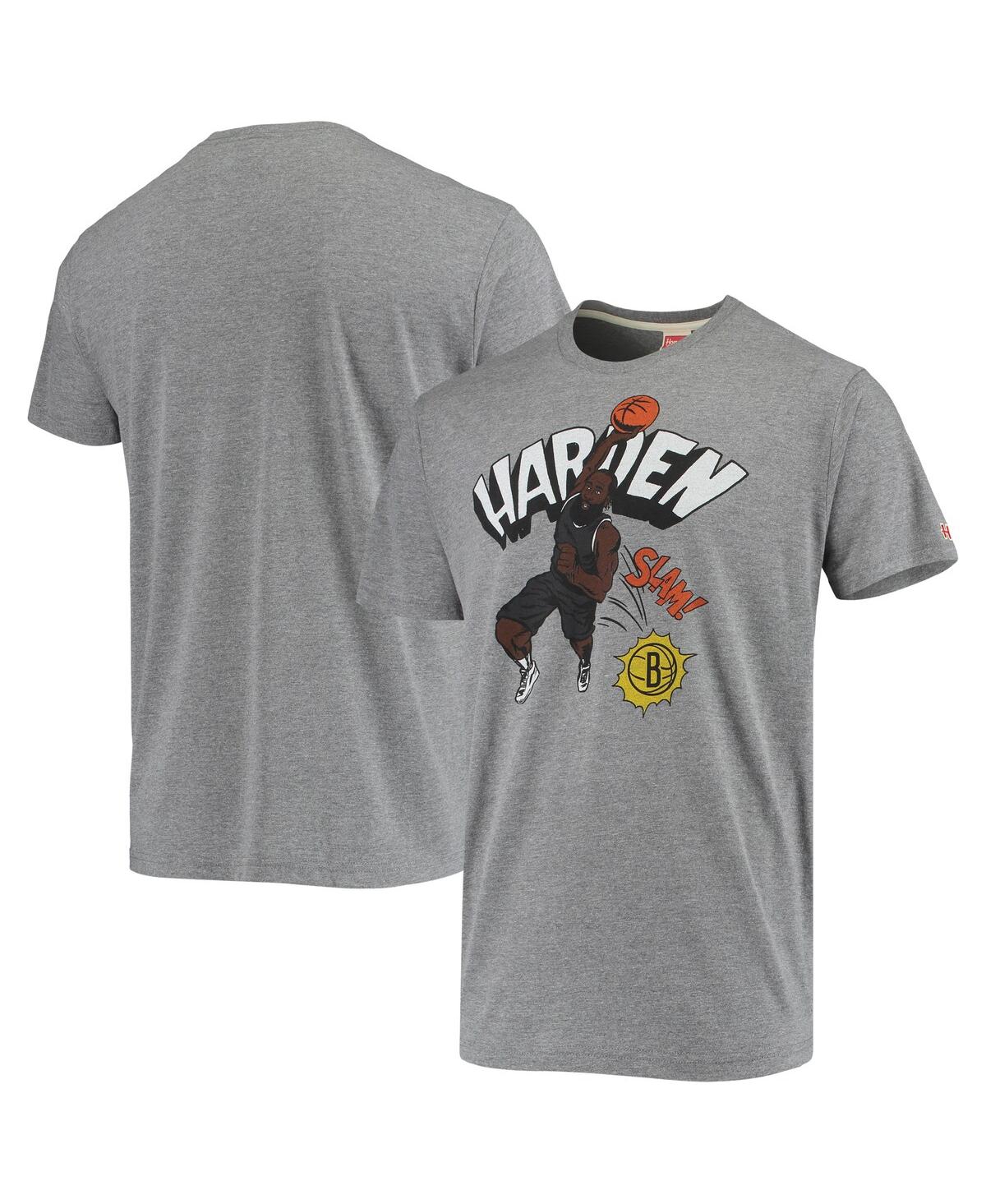 Shop Homage Men's James Harden Heather Gray Brooklyn Nets Comic Book Player Tri-blend T-shirt