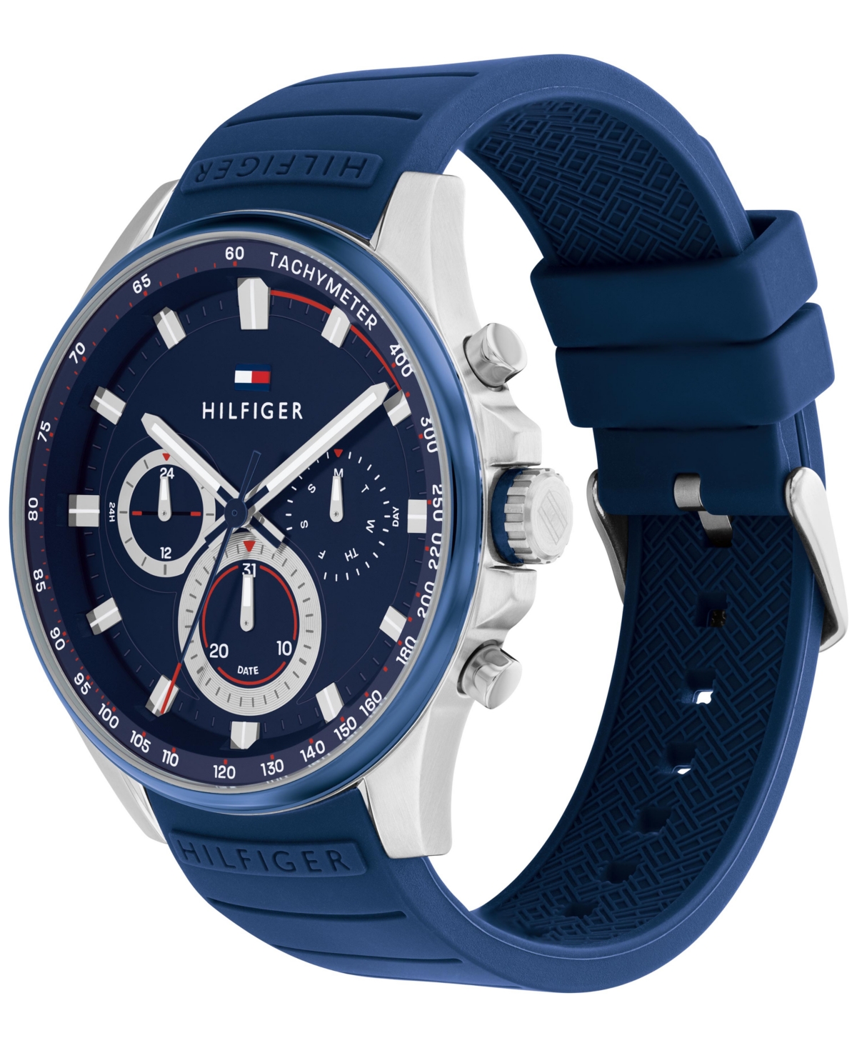 Tommy Hilfiger Men's Blue Silicone Strap Watch 44mm