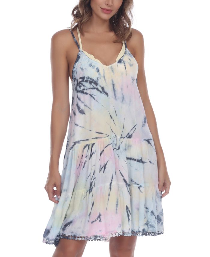 Raviya Women's  Tie-Dye Maxi Cover-Up Dress Swimsuit Blue Size Small main image 1