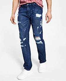 Men's Slim Straight Destroyed Washed Jeans, Created for Macy's