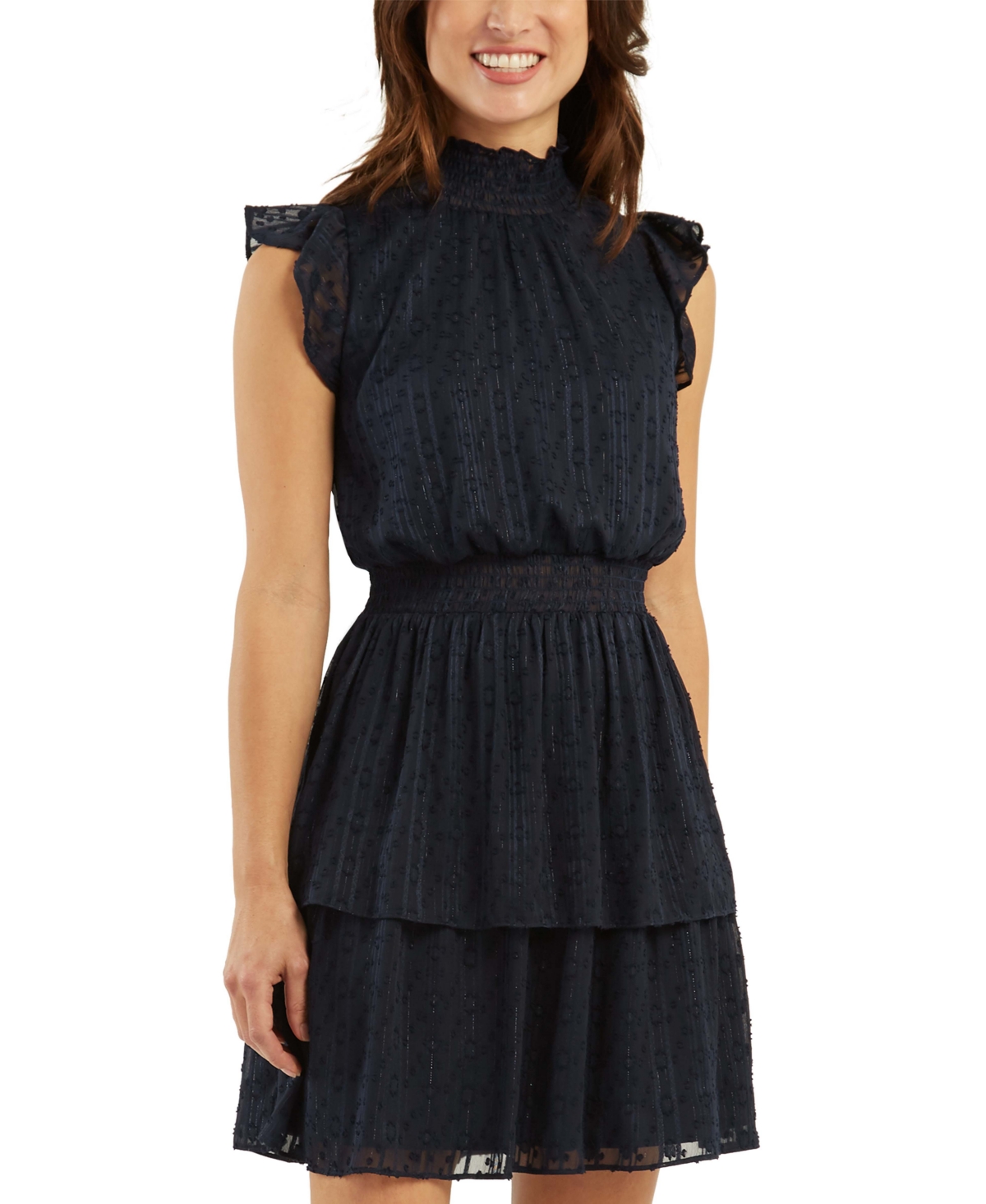 Bcx Juniors' Smocked Swiss-Dot Dress, Created for Macy's
