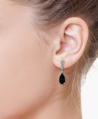 EFFY&reg; Onyx Drop Earrings in Sterling Silver
