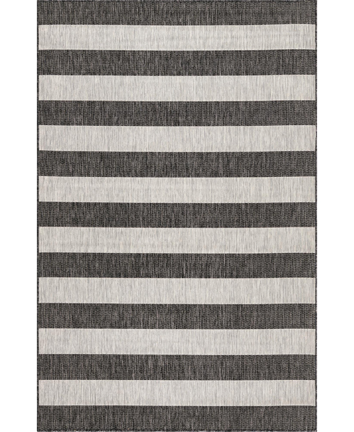 Bayshore Home Outdoor Banded Distressed Stripe 5' X 8' Area Rug In Gray