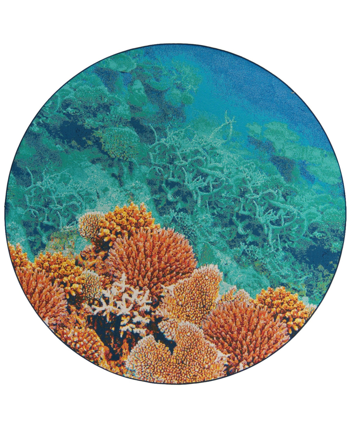 Bayshore Home Outdoor Shore Ariel 7'10in x 7'10in Round Area Rug - Blue