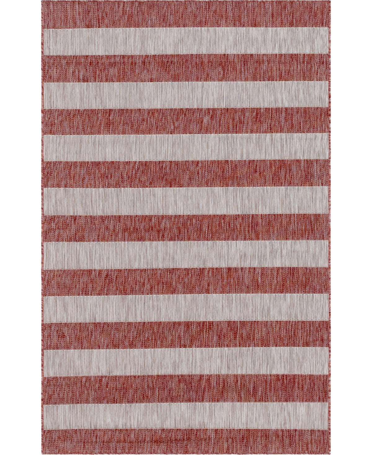 Bayshore Home Outdoor Banded Distressed Stripe 5' X 8' Area Rug In Rust