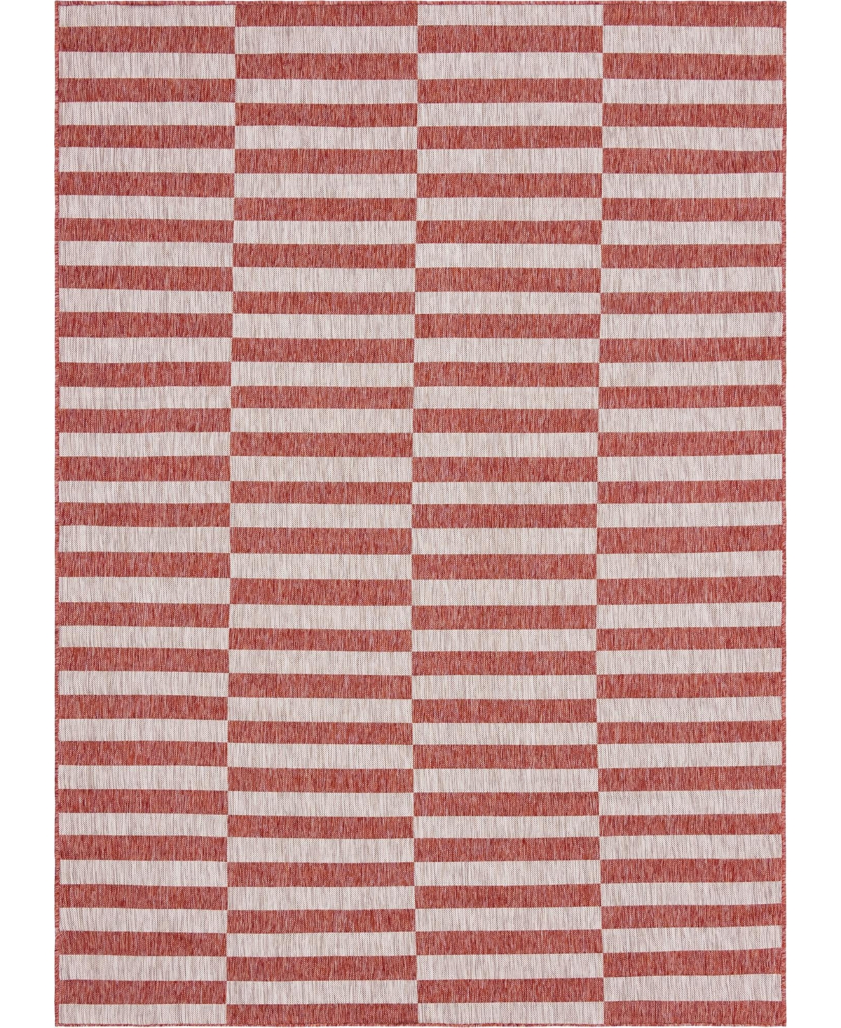 Bayshore Home Outdoor Banded Striped 8' x 11'4in Area Rug - Red