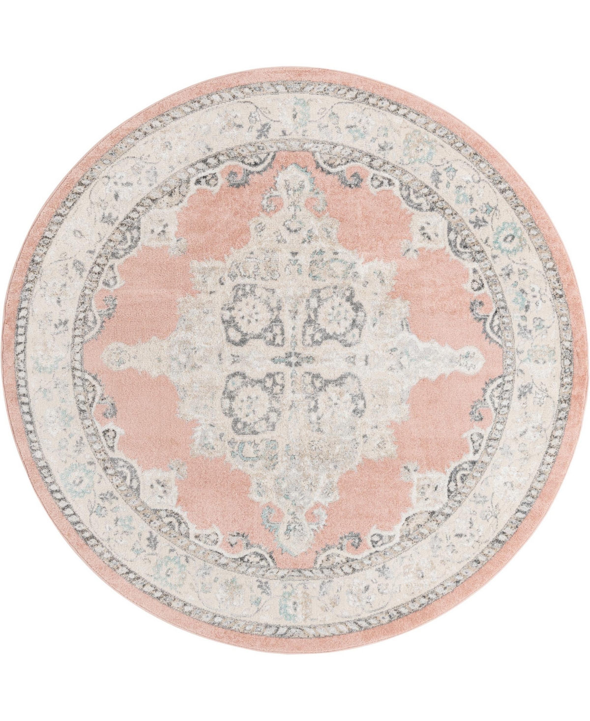 Bayshore Home Dodds Merakli 7'10in x 7'10in Round Area Rug - Pink