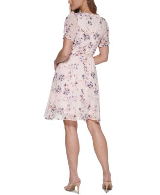 DKNY Floral-Print Faux-Wrap Dress