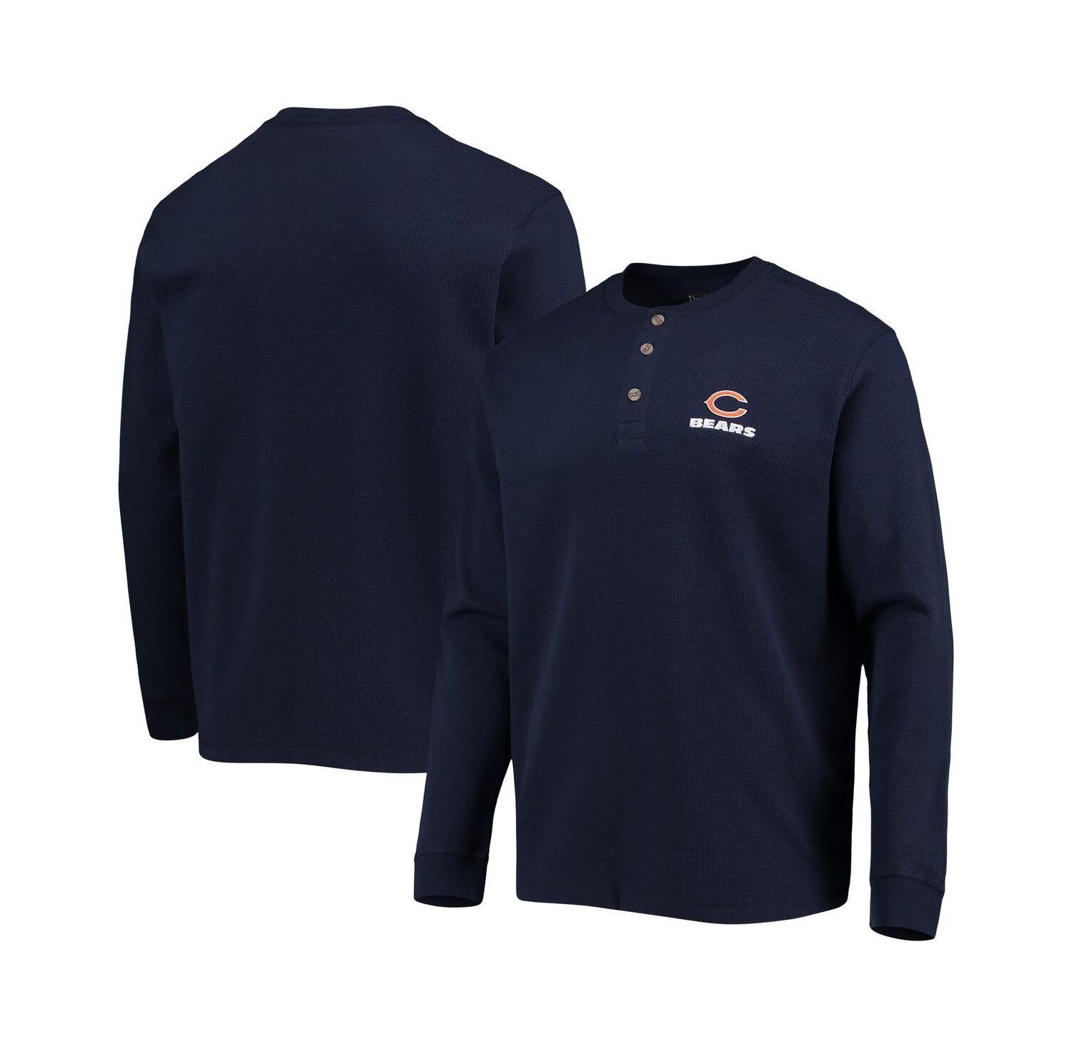 Men's Navy Chicago Bears Logo Maverick Thermal Henley Long Sleeve T-shirt