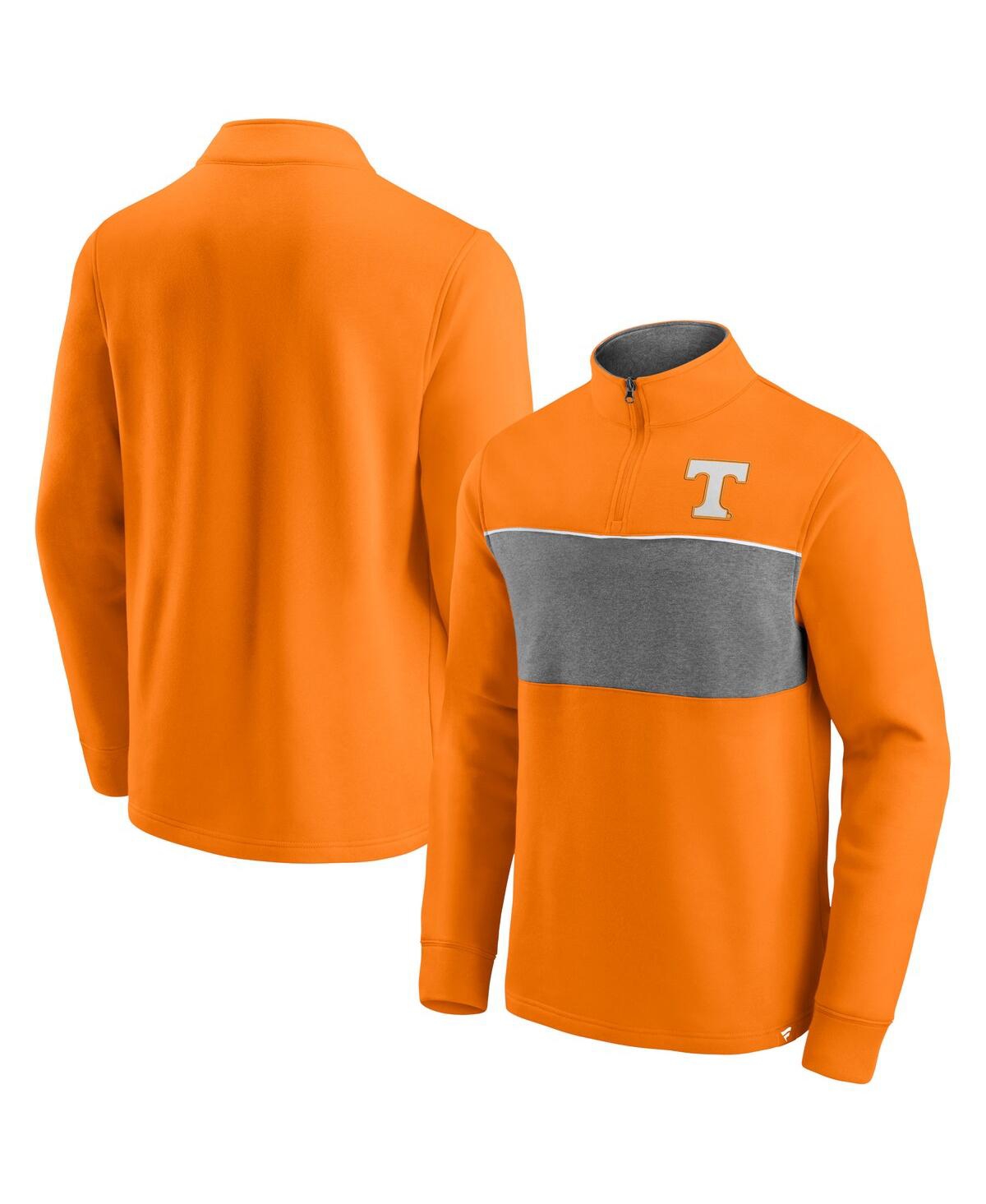 Men's Fanatics Heathered Gray Tennessee Volunteers Primary Logo Quarter-Zip Jacket - Heathered Gray