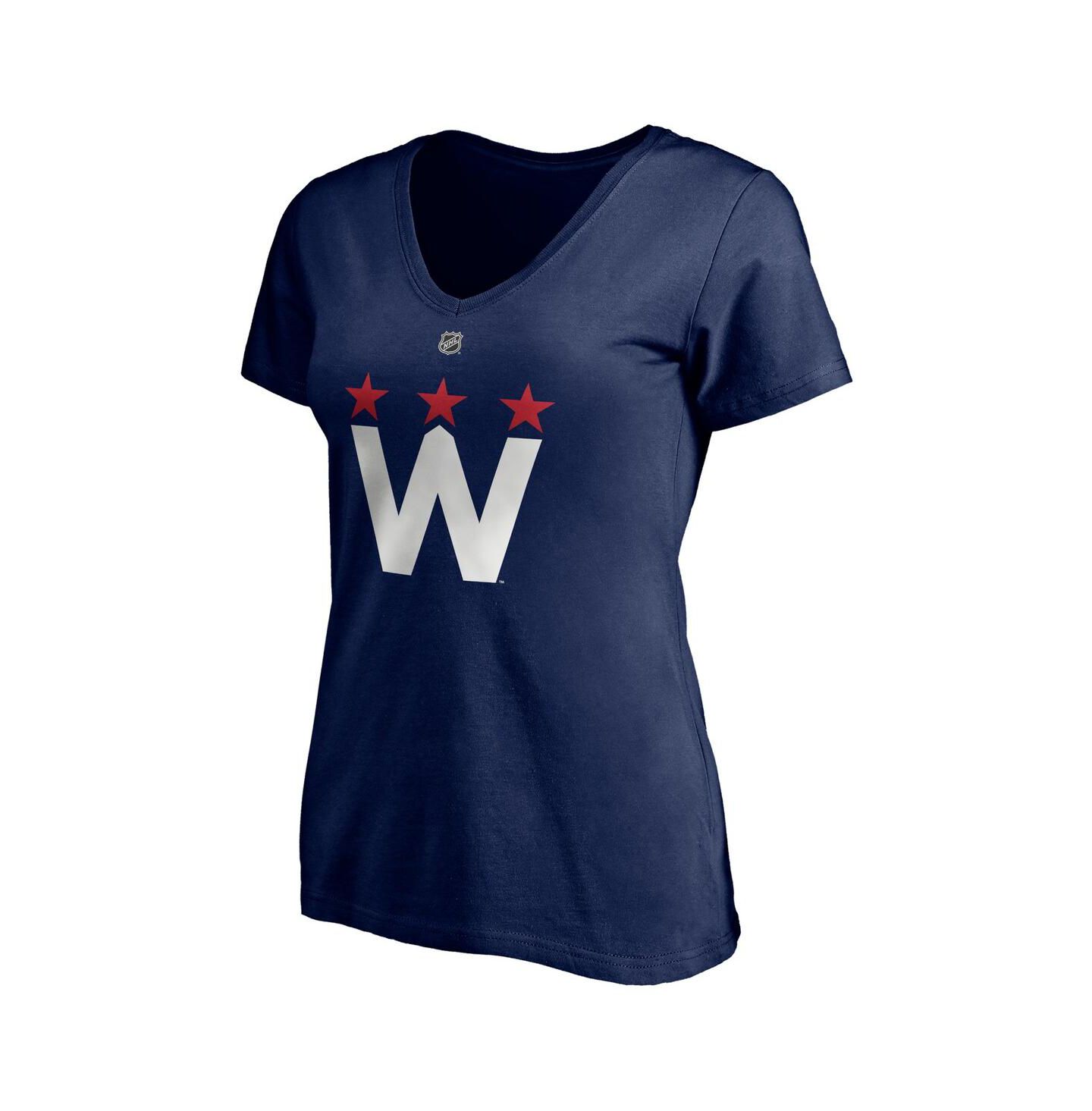 Женская футболка Fanatics Tom Wilson Navy Washington Capitals 2020/21 Alternate Authentic Stack Name and Number V-Neck — фото 3