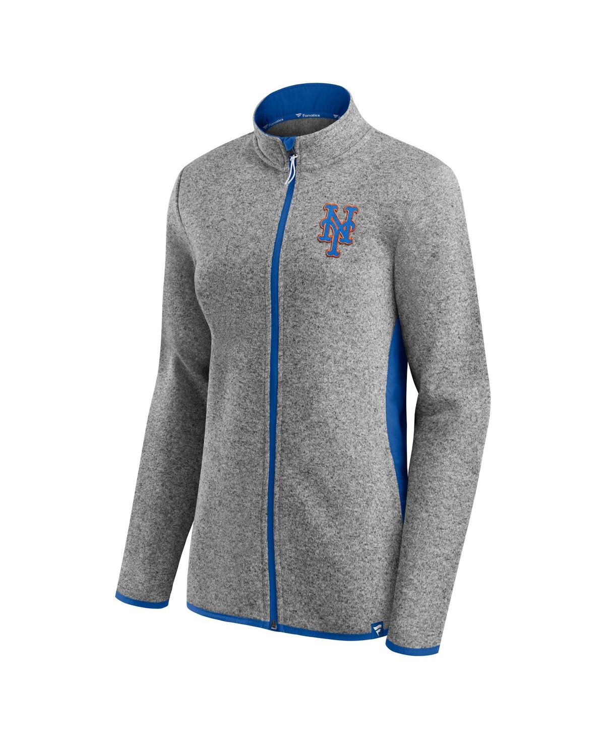Women's FanaticsNew York Mets Primary Logo Fleece Full-Zip Jacket - Heathered Charcoal