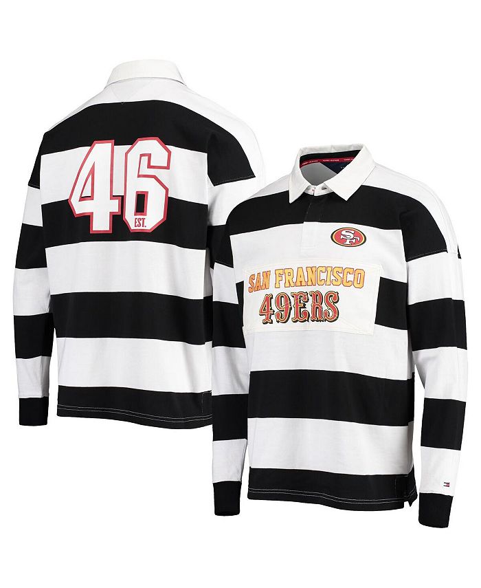 Tommy Hilfiger Men's Black, White 49ers Varsity Stripe Rugby Long Sleeve Polo Shirt & Reviews Sports Fan - Macy's