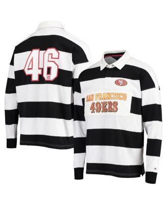 Tommy Hilfiger Men's Black, White San Francisco 49ers Varsity Stripe Rugby  Long Sleeve Polo Shirt - Macy's