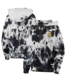 Dkny Sport Women's White, Black Pittsburgh Steelers Dakota Oversized Tie-Dye Half-Zip Hoodie - White, Black