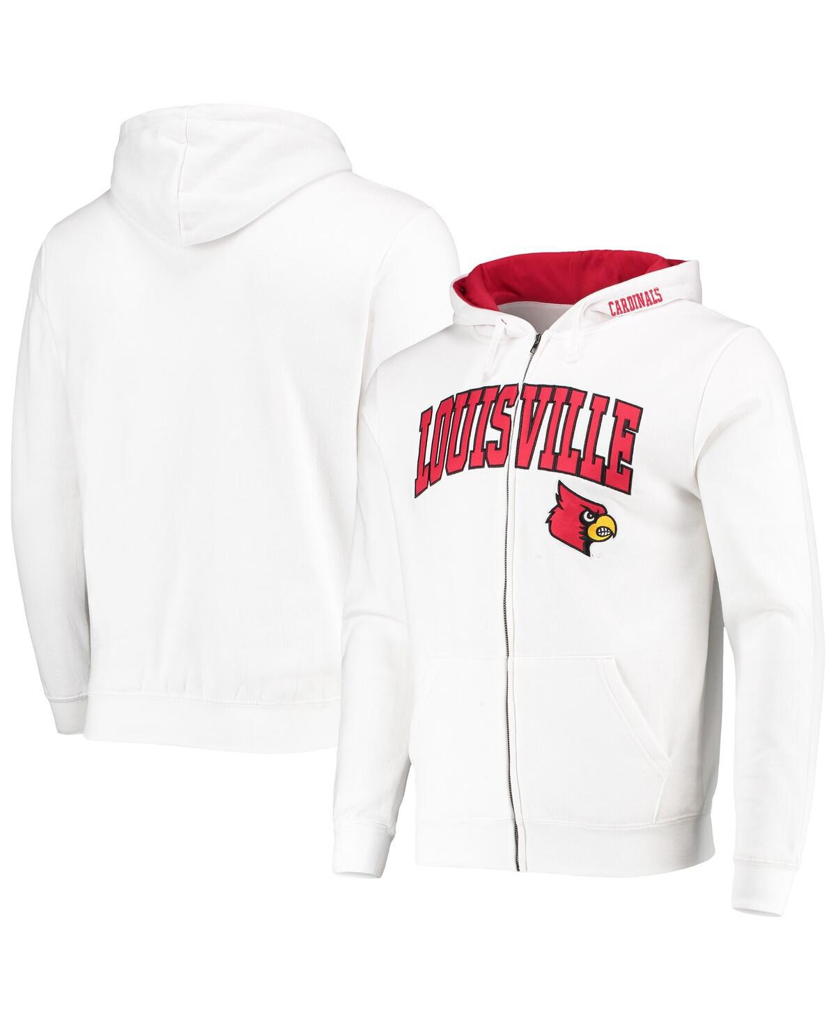 Colosseum Men's  White Louisville Cardinals Arch And Logo 3.0 Full-zip Hoodie In White