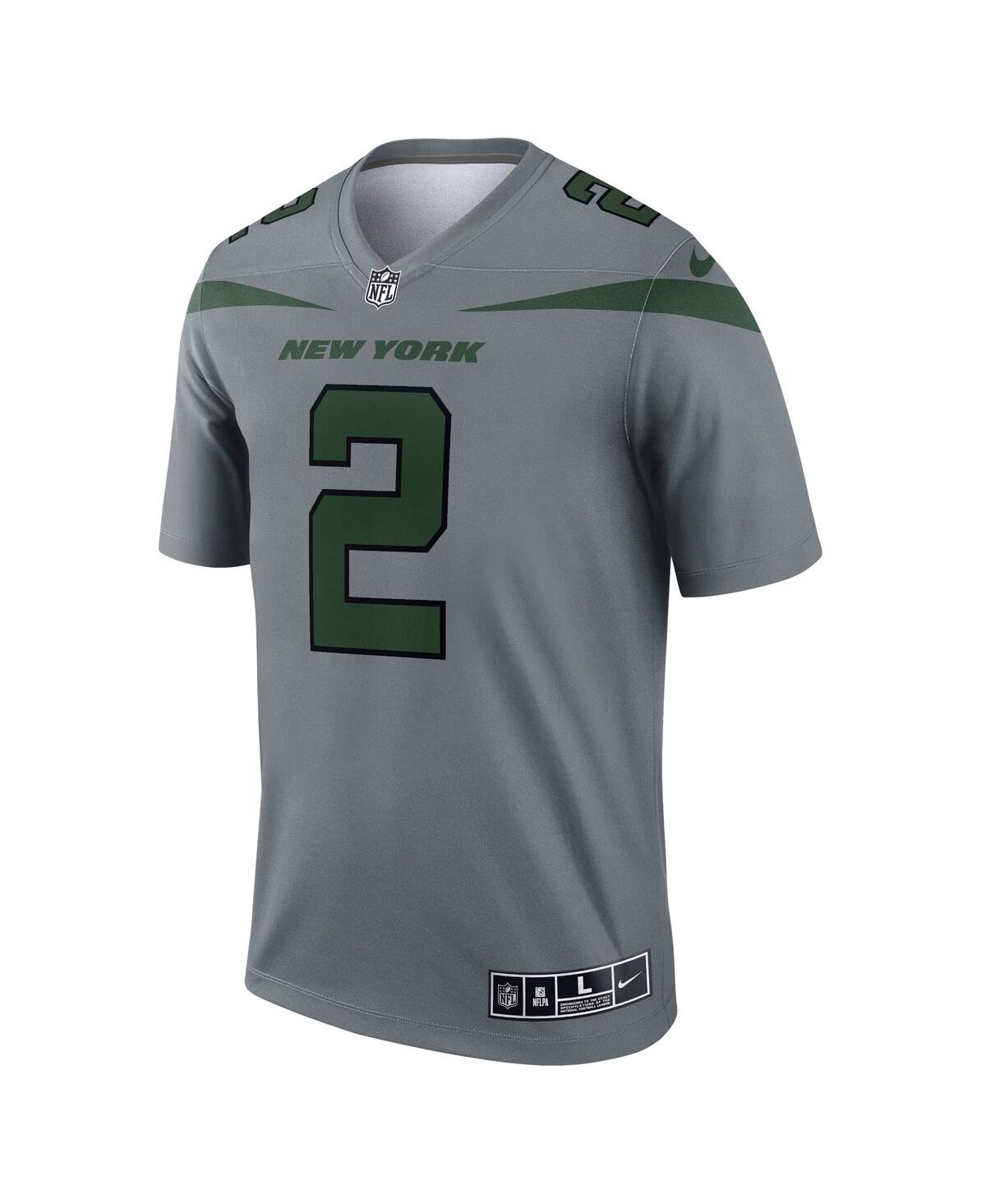 Men's Nike Zach WilsonNew York Jets Inverted Legend Jersey - Gray