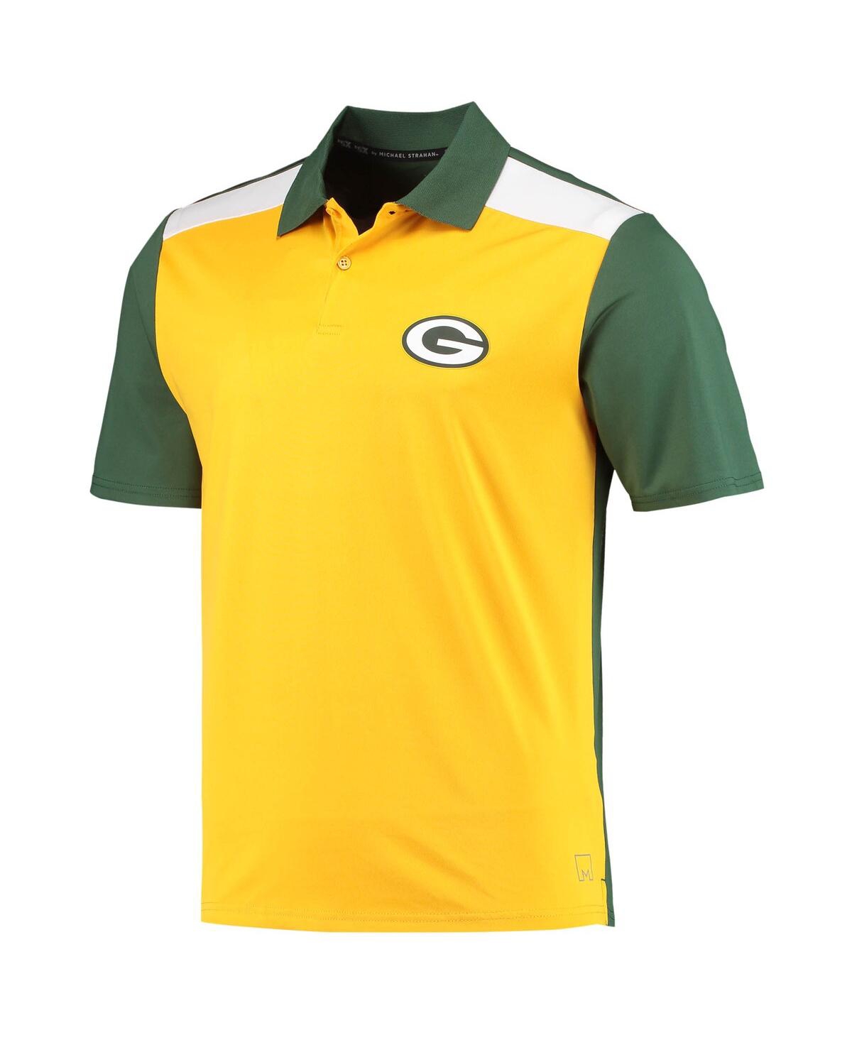 Shop Msx By Michael Strahan Men's  Gold, Green Green Bay Packers Challenge Color Block Performance Polo Sh In Gold,green