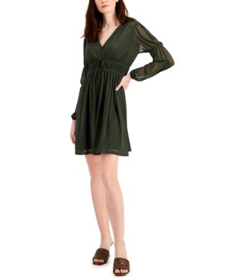 macys green long sleeve dress