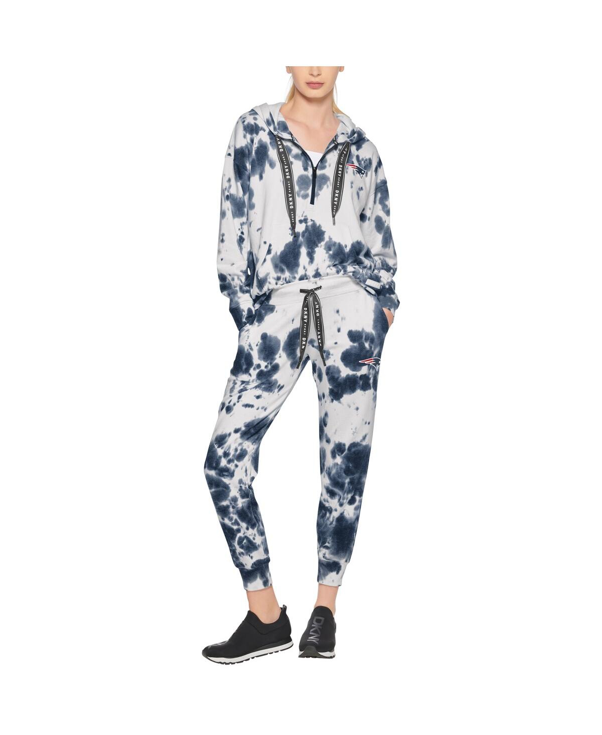 Shop Dkny Women's  Sport White, Navy New England Patriots Melody Tie-dye Jogger Pants In White,navy