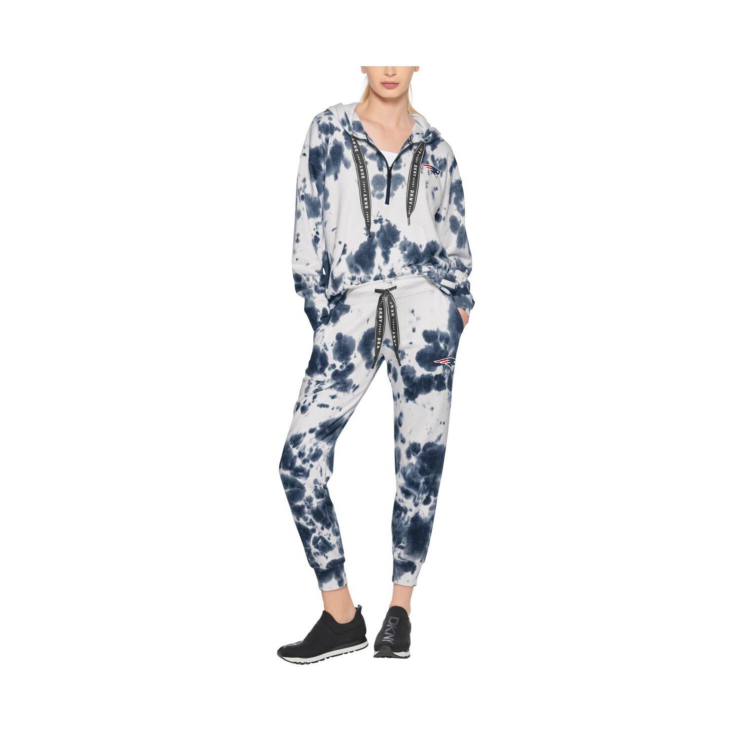 Women's White, Navy New England Patriots Melody Tie-Dye Jogger Pants