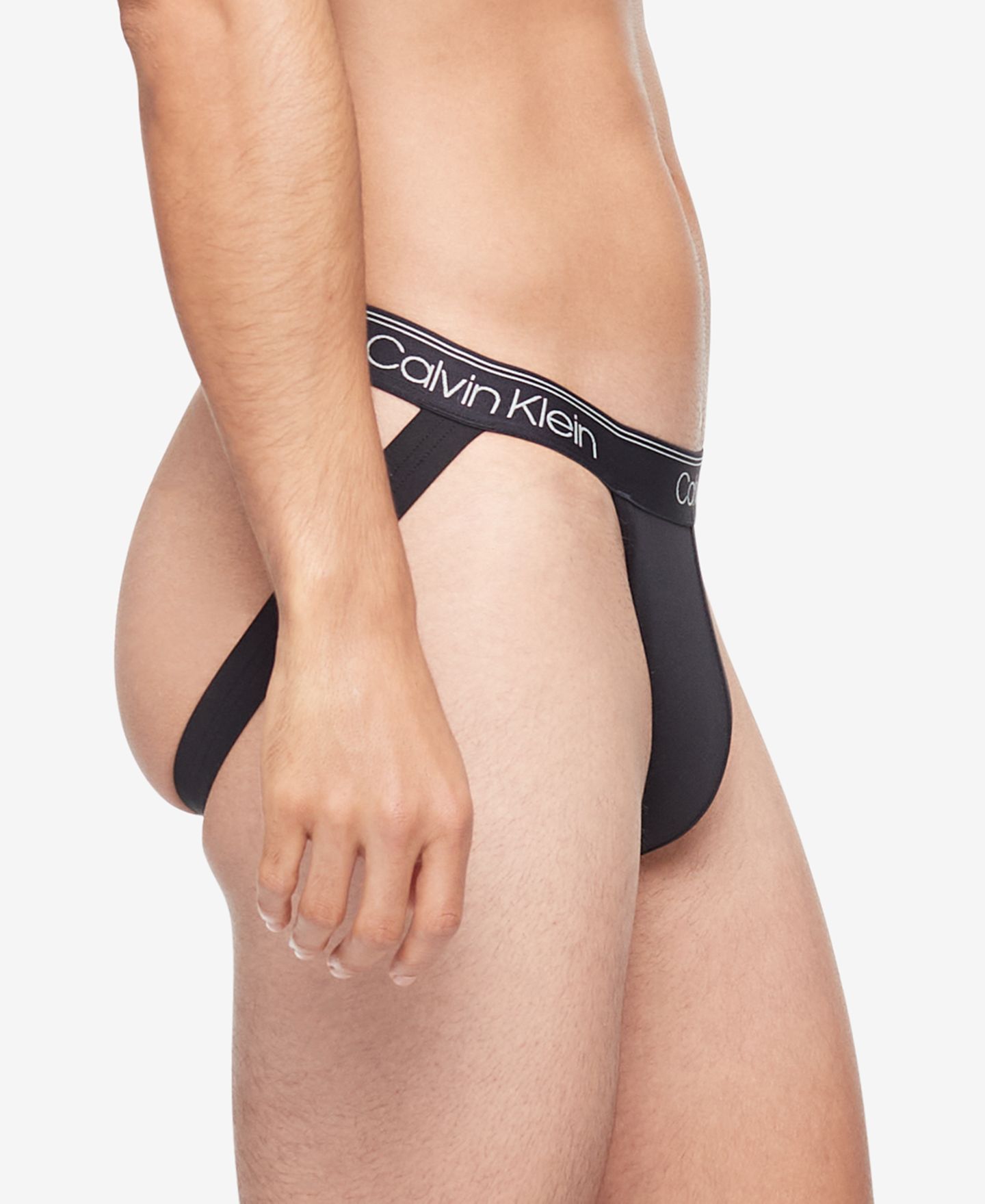 Трусы Jock для мужчин, стрейч — Calvin Klein, цвет: Чёрный — фото 3