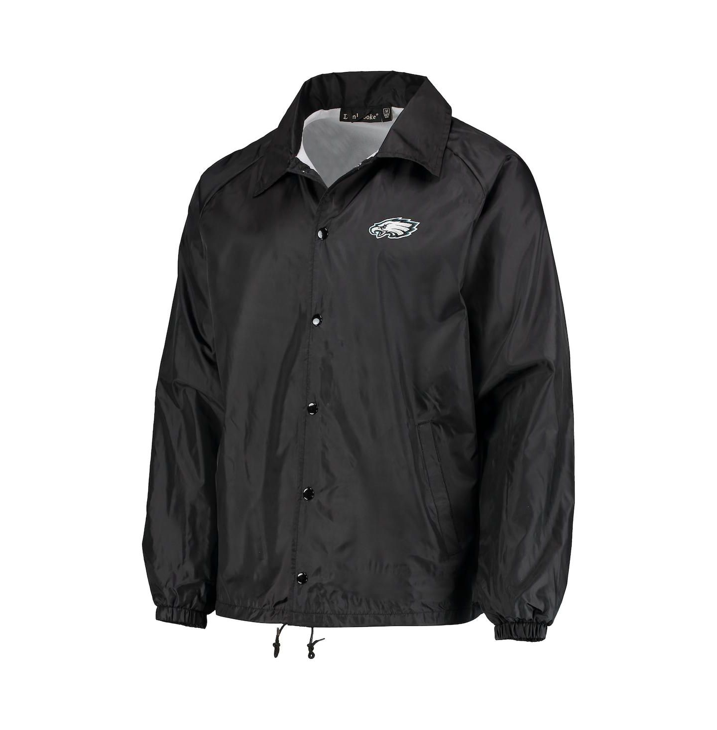 Мужская куртка Dunbrooke Black Philadelphia Eagles Coaches Classic Raglan Full-Snap Windbreaker — фото 6