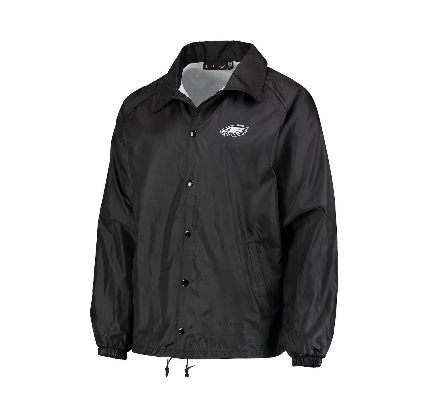 Men's Black Philadelphia Eagles Coaches Classic Raglan Full-Snap Windbreaker Jacket