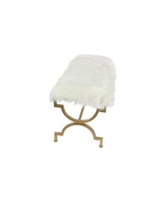 Faux Fur and Metal Contemporary Bench