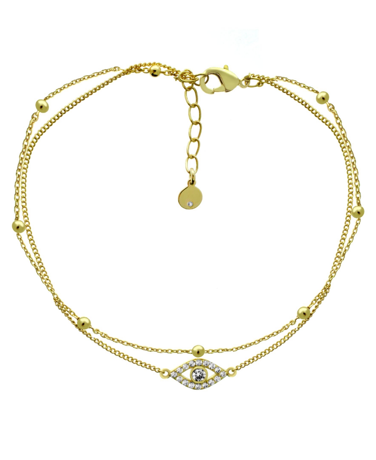 Evil Eye Double Chain Anklet in Gold Plate - Gold