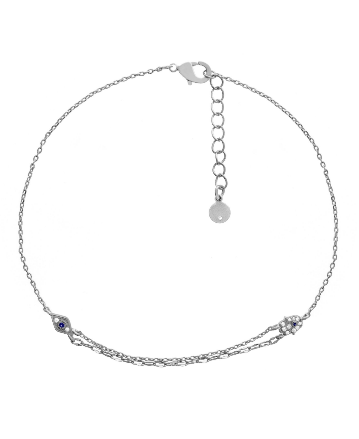 Hamsa and Evil Eye Anklet in Silver Plate - Silver