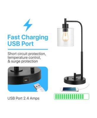 Axel Modern Glass Farmhouse Industrial USB Charging LED Task Lamp