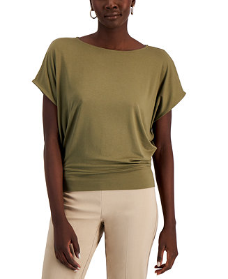 Alfani Banded-Hem Boat-Neck Top, Created for Macy's & Reviews 