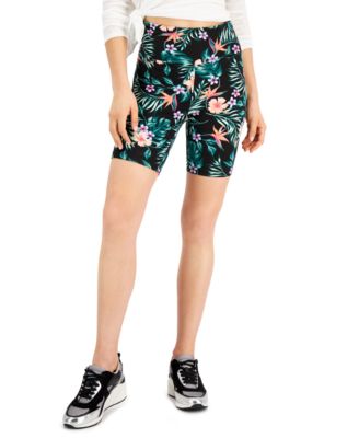 Photo 1 of SIZE S INC International Concepts Tropical-Print Bike Shorts, Length: Approx. inseam: 7", Waistband: Elastic waistband, Cotton/spandex, Machine washable