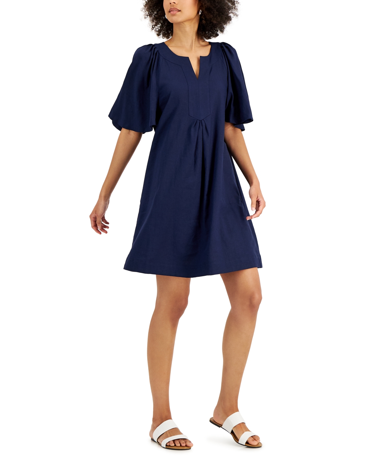 Charter Club Wide-sleeve A-line Dress, Created For Macy's In Intrepid Blue
