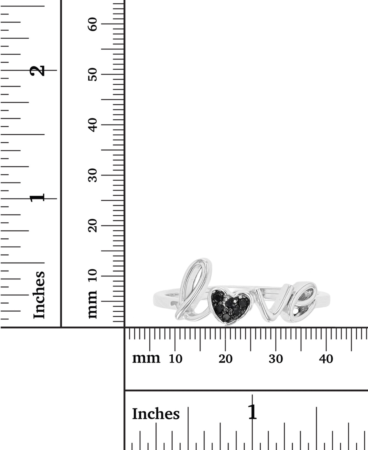 Spinel Love Ring (1/20 ct. t.w.) in Sterling Silver & Rhodium-Plate - Black