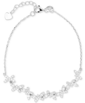 Cubic Zirconia Butterfly Chain Bracelet in 14k Gold-Plated Sterling Silver