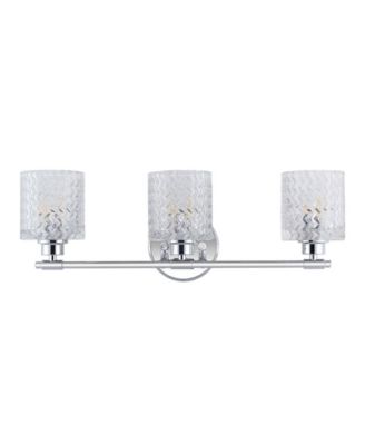 Spaulding Vintage-like 3-Light Pattern Glass Farmhouse Cottage LED Vanity Light
