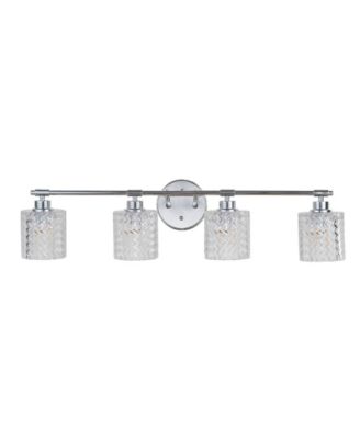 Spaulding Vintage-like 4-Light Pattern Glass Farmhouse Cottage LED Vanity Light