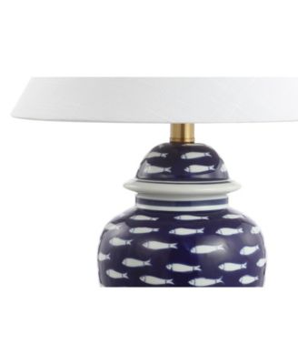 School Of Fish 22" Ginger Jar Ceramic, Led Table Lamp