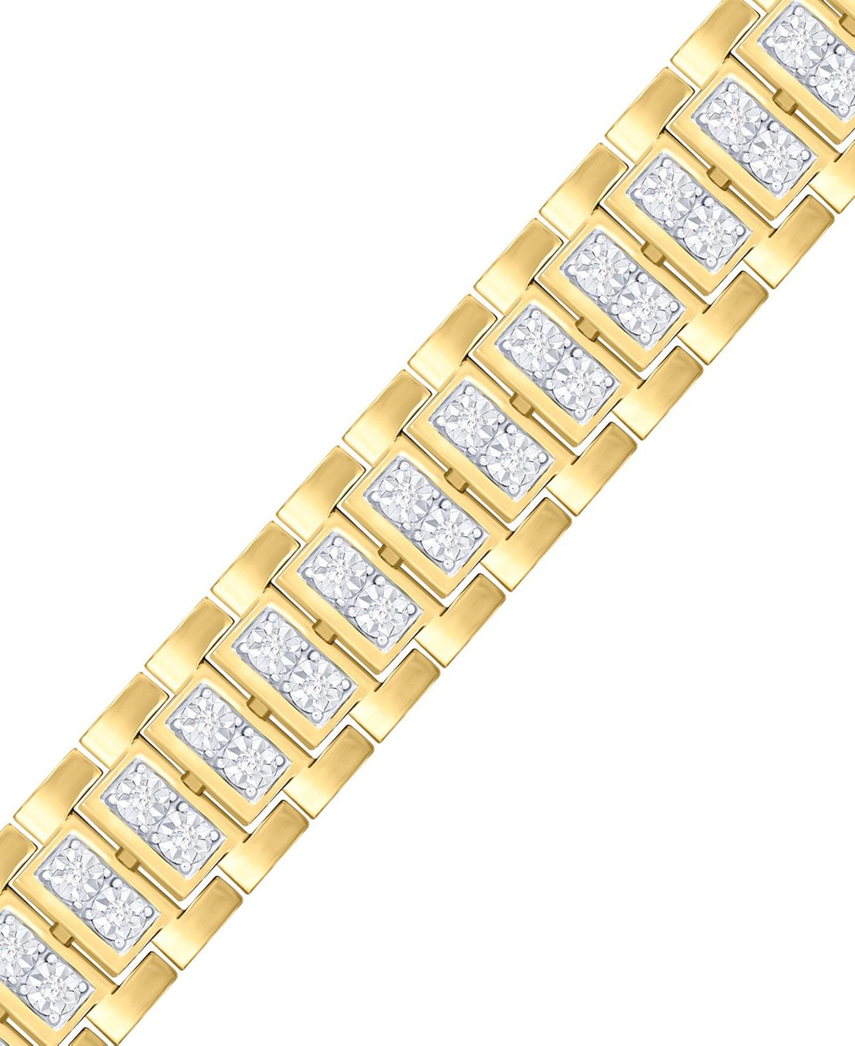 Men's Diamond Link Bracelet (1 ct. t.w.) in Sterling Silver & 14k Gold-Plate