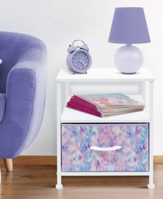 1 Drawers Nightstand with Shelf - Steel Frame, Wood Top & Easy Pull Fabric Bins - Perfect for Home, Bedroom, Office & College Dorm