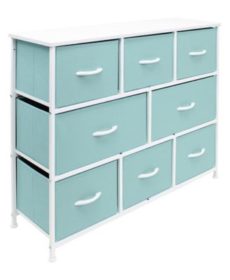 8 Drawers Wide Dresser - Organizer Unit with Steel Frame Wood Top and handle, Fabric Bins - Amazing for household decluttering