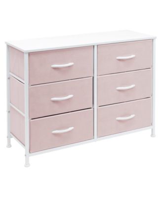 6 Drawers Dresser- Storage Unit with Steel Frame, Wood Top, Fabric Bins - for Bedroom, Closet, Office and more