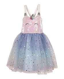 Little Girls Foil Ombre with Unicorn Tutu Dress