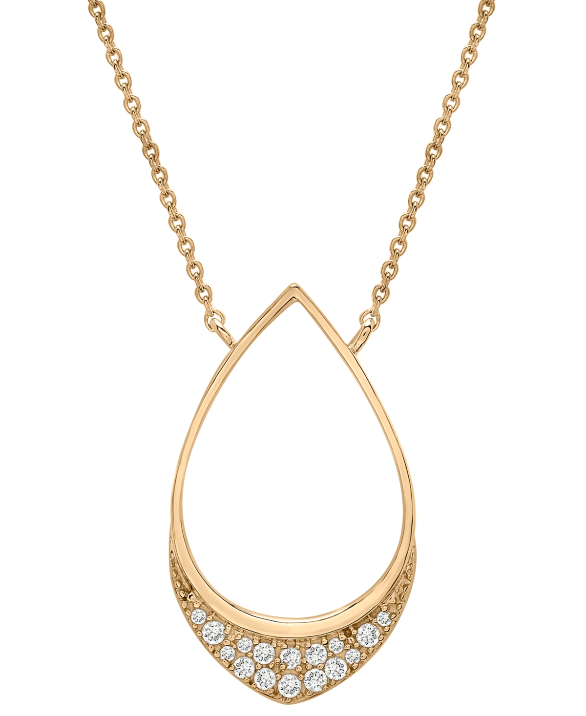 Diamond Teardrop Pendant Necklace (1/10 ct. t.w.) in 14k Gold, 17" + 2" extender, Created for Macy's - Yellow Gold