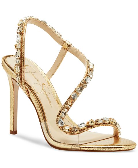 Женские сандалии Jessica Simpson Jaycin Barely-There Rhinestone Evening, цвет: Золотой металлик