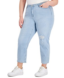 Trendy Plus Size Destructed High-Rise Straight-Leg Jeans