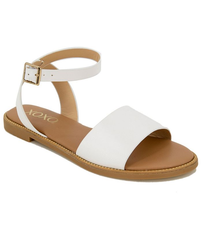 Xoxo xoxo light brown 2025 flat sandals with ankle straps