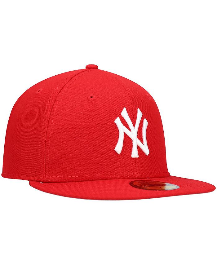 New Era Men's Red New York Yankees Logo White 59FIFTY Fitted Hat - Macy's